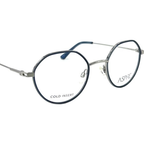 Aspire Great Unisex Eyeglass Frame Blue Transparent Silver - Picture 5 of 5
